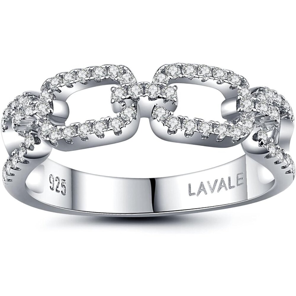 Womens Twist Link D Color VVS1 Lab Created Diamond Rings Moissanite Wedding
